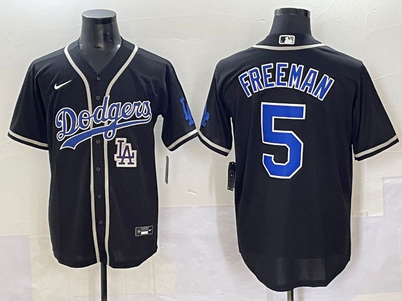Men 2025 Los Angeles Dodgers 5 Freeman Black Fashion Nike MLB Jersey style 7043